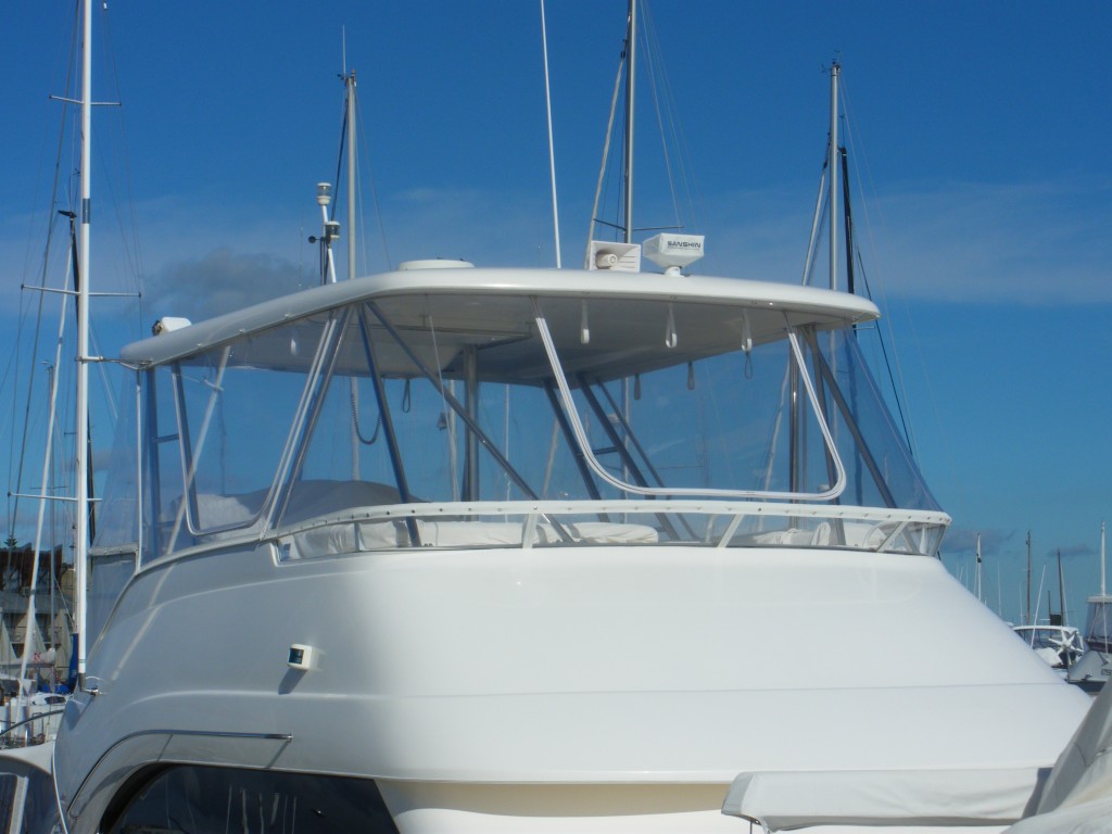 Flybridge Clears using Strataglass2 Prestige Marine Trimmers, Boat Covers Perth, Bimini tops
