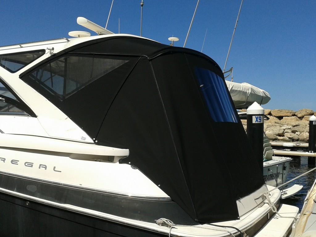 Side and rear covers, Black Sunbrella | Prestige Marine Trimmers, Boat ...