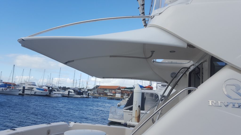Stamoid Top rear awning Prestige Marine Trimmers, Boat Covers Perth